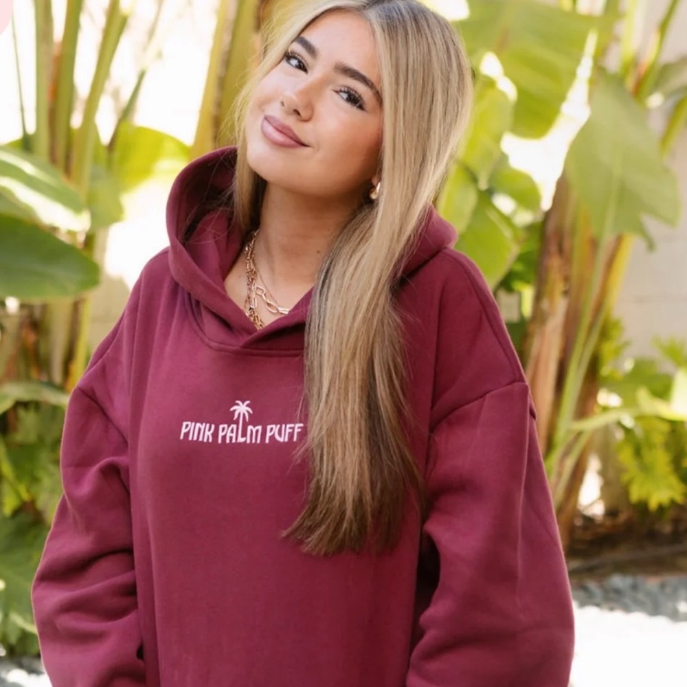 🎉SOLD OUTTTT Pink Palm Puff Hoodie